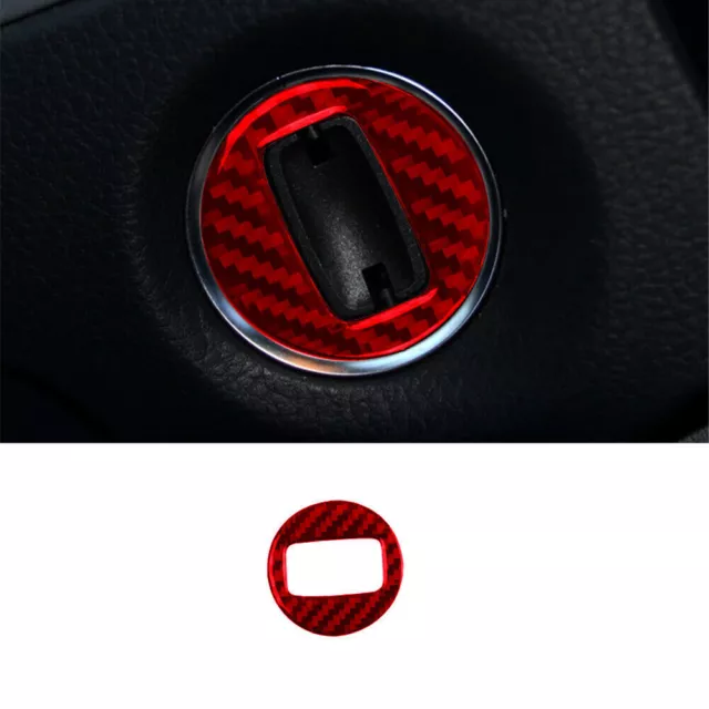 Red Carbon Fiber Interior Ignition Switch Cover Trim For Volkswagen Touareg