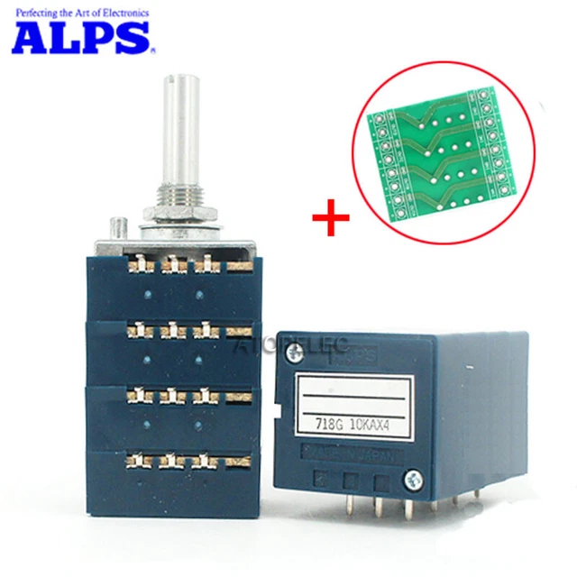 Potenziometro Motore Logaritmico ALPS RK27 10K Quad 4 Vie - RK27114MC036 Originale Giappone