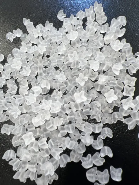 100pc Czech Glass Beads Flower Caps 5/5mm Clear Frosted (Z25-160)