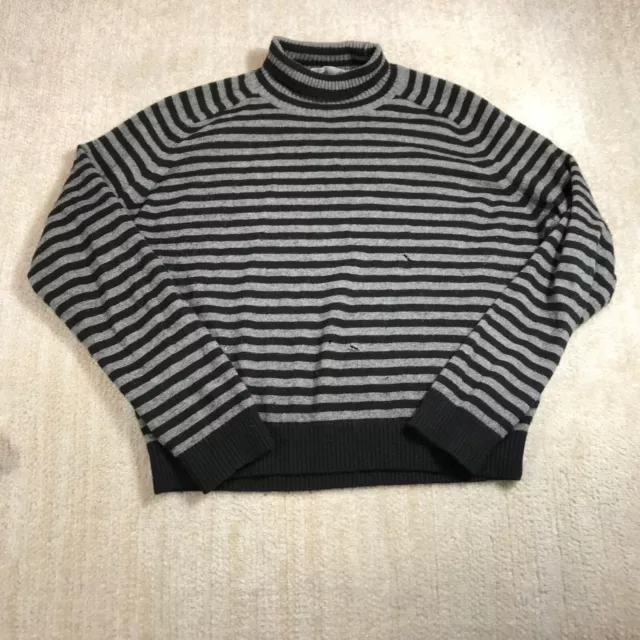 Vince Sweater Womens Small Pullover Black Gray Stripe Cashmere Boxy Casual