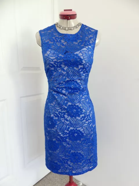 MEI MEI Royal Blue Lace DRESS Size 8 Bodycon Cocktail Party Evening Prom Wedding