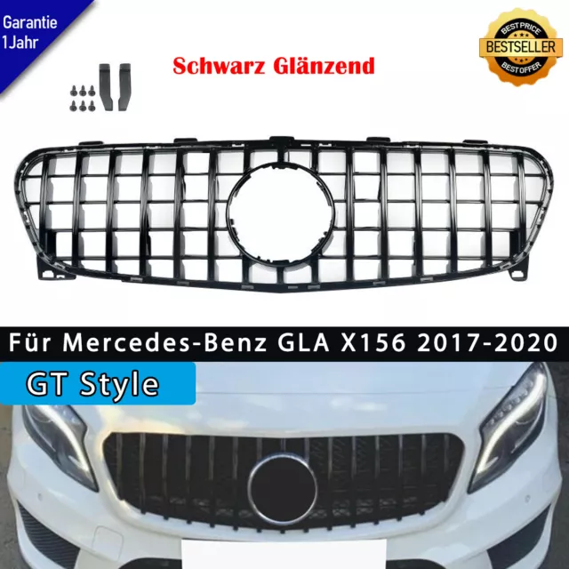 Schwarz Frontgrill GT Sport Kühlergrill für Mercedes Benz X156 GLA45 AMG 2017+