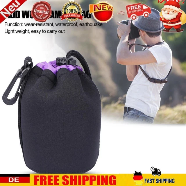 Neoprene Camera Lens Pouch Drawstring Waterproof Shockproof Soft Bag (M)
