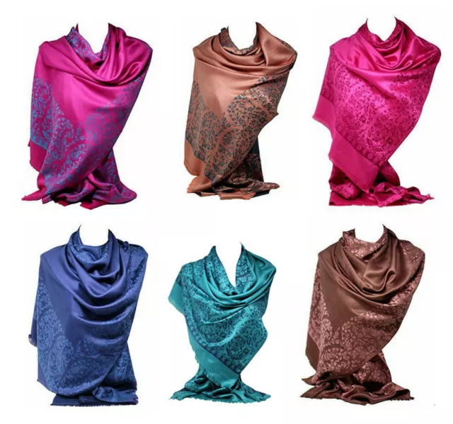 Doppelseitiger Wendbar Blumenmuster Selbst Geprägt Pashmina Feel Wrap Schal