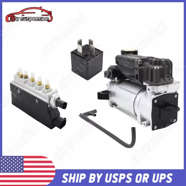 Air Suspension Compressor Pump + Relay+ Valve Block For Mercedes W220 S430 ⭐⭐⭐⭐⭐