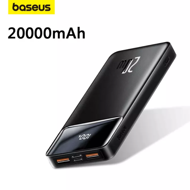 Baseus 20000mAh Powerbank 4 Port USB C Externer Akku QC4.0 Ladegerät LCD Display