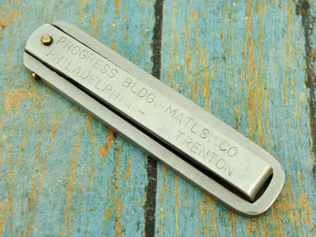 Vintage Progress Lumber Advertising Funny Folder Pocket Knife Knives Tools