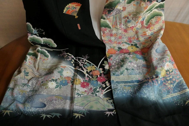 Edler Vintage Original Japan Tomesode Seiden Festtags Kimono Sw Handbem Signiert