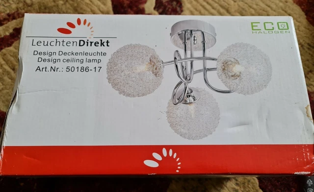 Leuchten Direkt Eco Halogen Design Deckenlampe Glas mit Alunetz, lesen