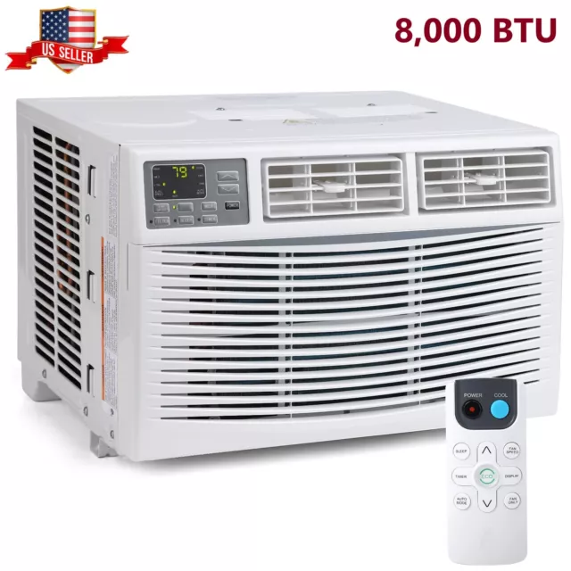 8,000 BTU Smart Window Air Conditioner Cool/Dry/Fan AC Unit w/ Remote Control