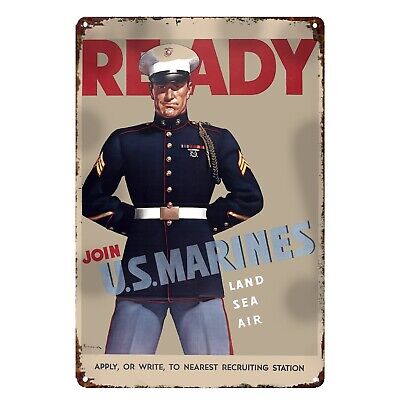 Metal Poster Vintage Tin Plate Us Marines Army Recruitment Advertisement WW2