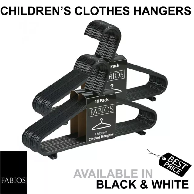 Kids Plastic Hangers Baby Children Clothes Cloth Slim Coat Hangers White Black