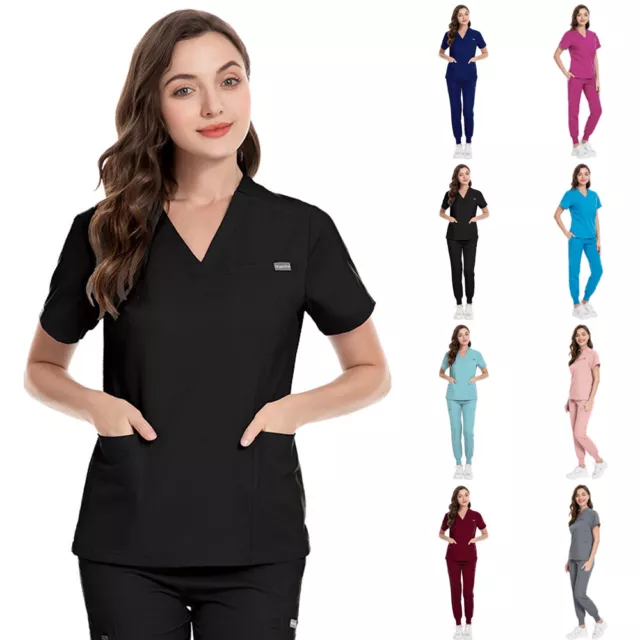 Men's Women's Scrubs Suit Uniform Hospital Doctor Nurse Medical Surgeon Workwear