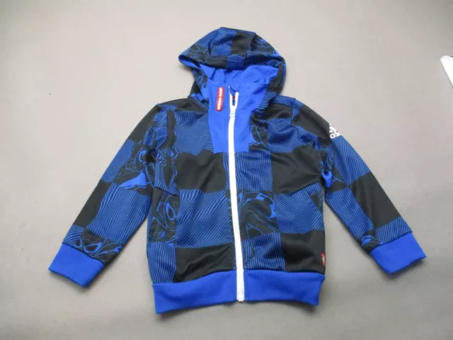Adidas Size 5-6 Boys Navy&Black Hooded Long Sleeve Zip Athletic Jacket 7W-732