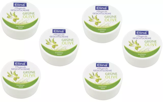 Elina med Pflegende Gesichtscreme Creme Grüne Olive 6x 75ml Feuchtigkeitscreme