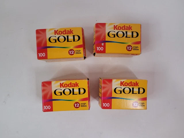 Lote de 4 rollos de película Kodak Gold 100 35 mm 12 exposiciones nuevos caducados