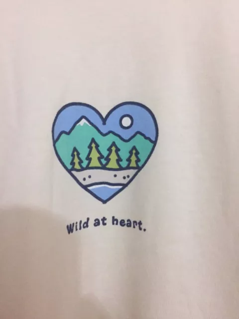 NEW LIFE IS GOOD Womens Ivory Cotton T-Shirt Sz XXL Long Sleeve "Wild At Heart"