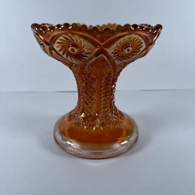 Vintage Imperial Glass Hobstar Marigold Carnival Glass Vase/Punch Bowl Pedestal