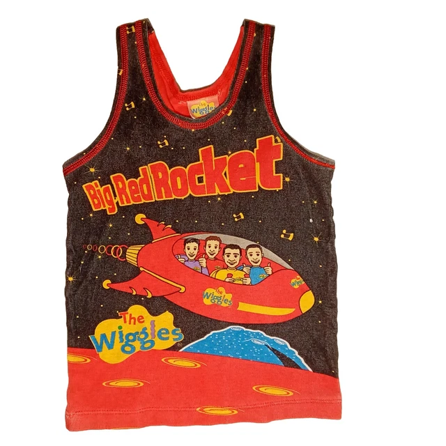 THE WIGGLES vintage childs size 4 singlet 2009 Big Red Rocket