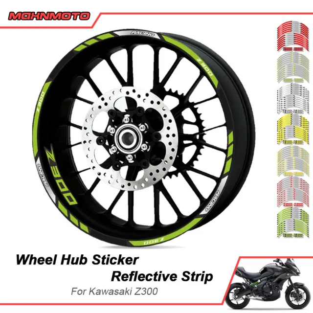 For Kawasaki Z300 Motorcycle Accessories Wheel Rim Reflective Decal Sticker Tape