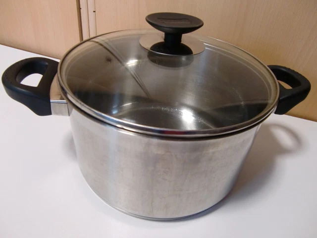 Berndes Edelstahl Kochtopf 6 Liter Durchmesser 24 cm mit Glasdeckel
