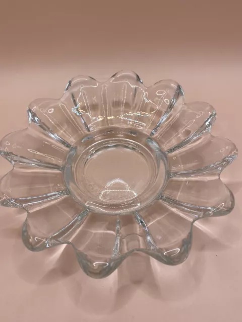Art Deco Made in USA Clear Glass Candle Holder/ Trinket Dish