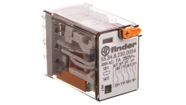 Relé en miniatura 4P 7A 230V CA, botón de prueba, LED, indicador mecánico 55. /T2UK