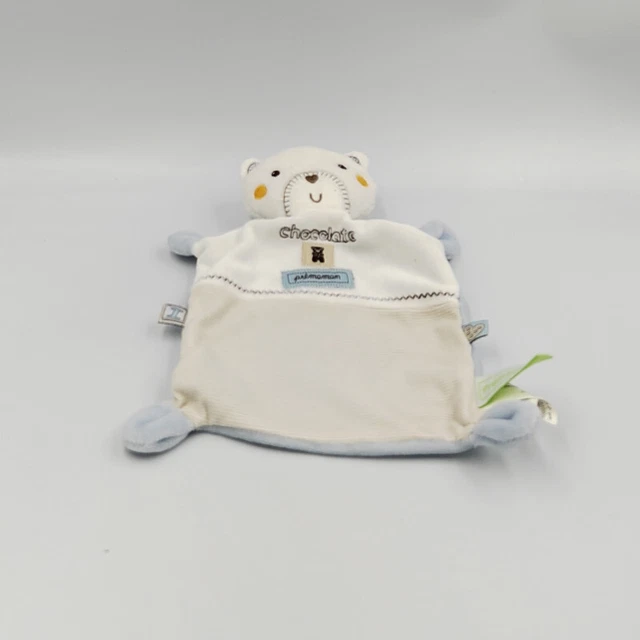 Doudou plat ours blanc beige rayé Chocolate PREMAMAN - 29984