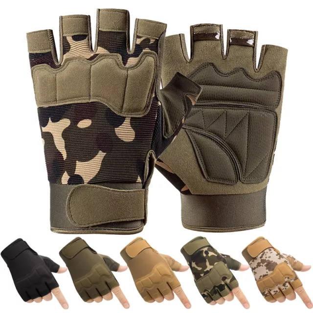 Tactical Gloves Motorcycle Military Fingerless Shooting Knuckle Protection Gear