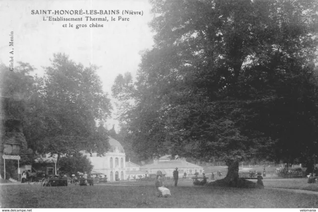 5897 cpa Saint Honoré les Bains - thermal establishment, the park and the big oak
