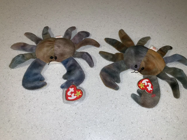 2 X CLAUDE The Crab TY Beanie Baby Rare PVC 1996 Editions