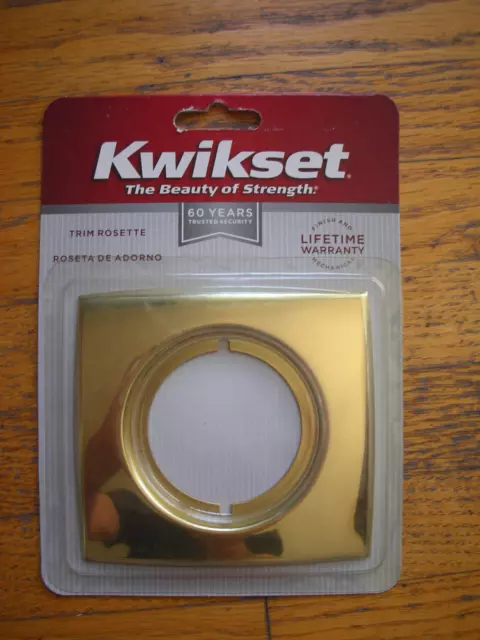 Vintage Nos Kwikset Rosette Escutcheon Trim Plate Square Polished Brass Cp 288-3