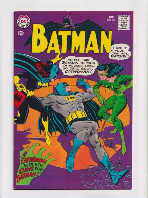 Batman #197 DC Comics 1967 Batgirl Catwoman Vintage Silver Age Comic Book VF