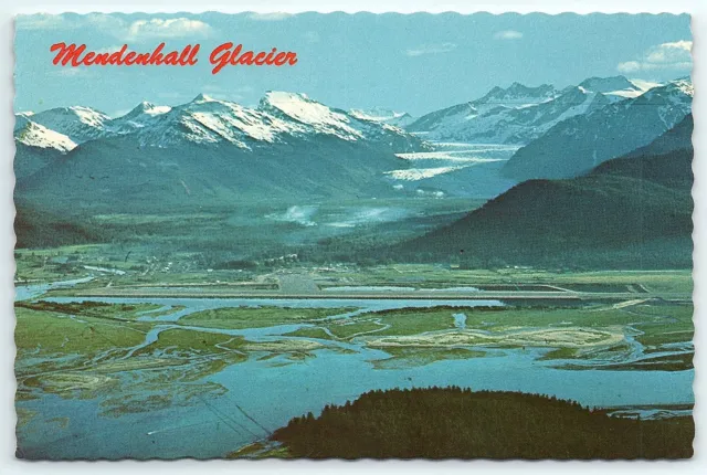 Mendenhall Glacier Juneau Alaska AK UNP Chrome Airport Aerial View Continental