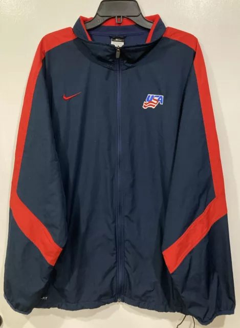 VTG Nike Storm-Fit Team USA Hockey Windbreaker Jacket Men's XXL Navy Blue