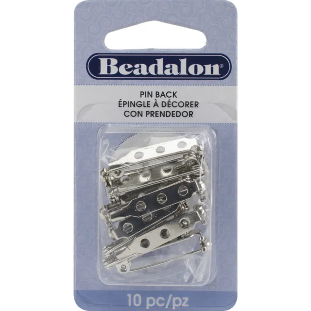 Beadalon Pin Backs 1" 10/Pkg-Silver 356W-010