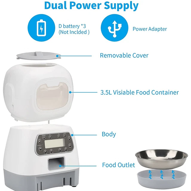 Smart Automatic Pet Feeder Voice Record Timer Dog Food Bowl Cat Food Dispenser 4
