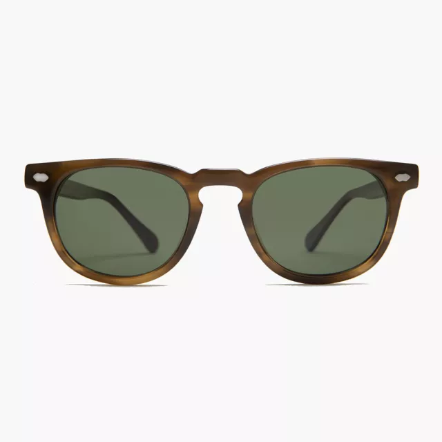 Classic Unisex Sunglass with Green Polarized lens Mocha Frame - Blaine