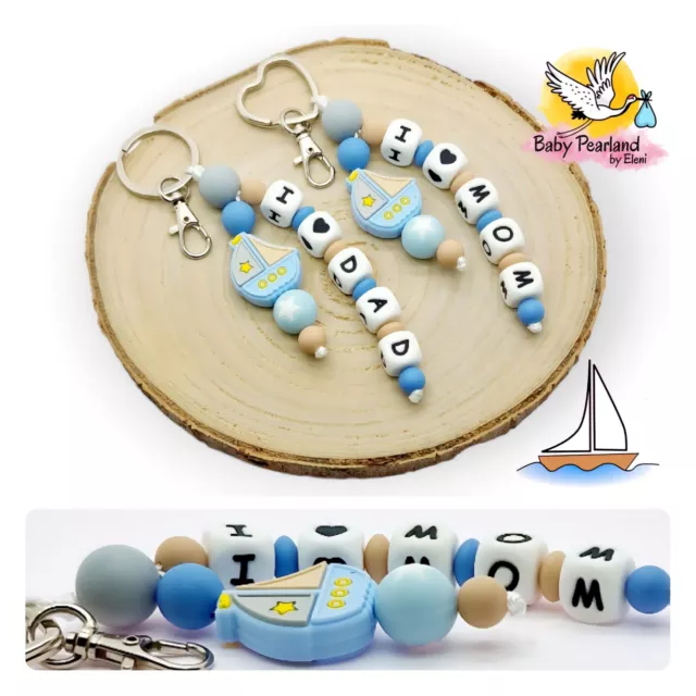 Schlüsselanhänger für Mama & Papa 2 Teile Silikon Junge  Geschenk Baby Anker ⚓️⛵