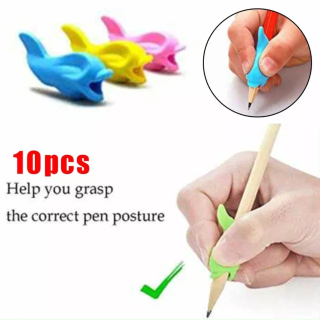 10X Kids Handwriting Aid Control Pencil Pen Gripper Right Left Handed Soft Grip 2