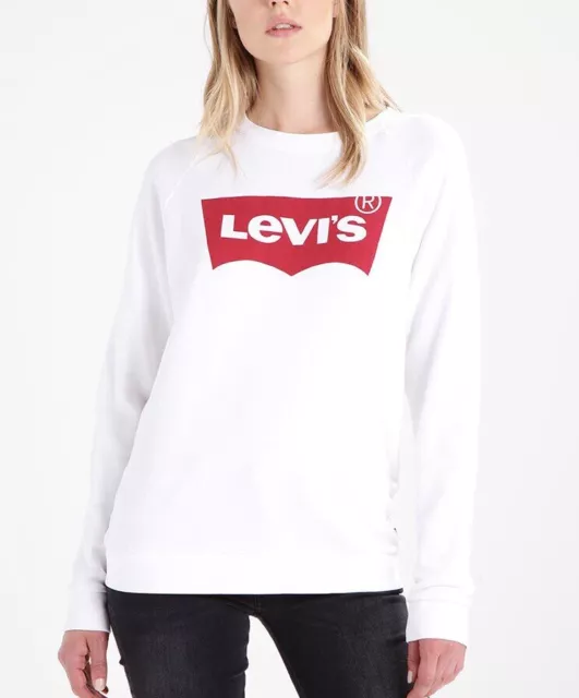 Levis Women's Relaxed Graphic Batwing Crew Sweatshirt In White