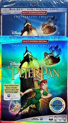 Disney Peter Pan NEW Blu-ray/DVD/Digital Code Signature Collection w/Slip Case