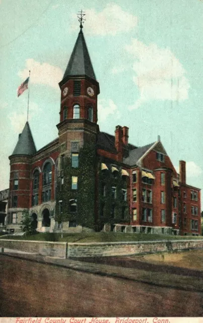 Vintage Postcard 1908 Fairfield County Court House Bridgeport CT Litho-Chrome