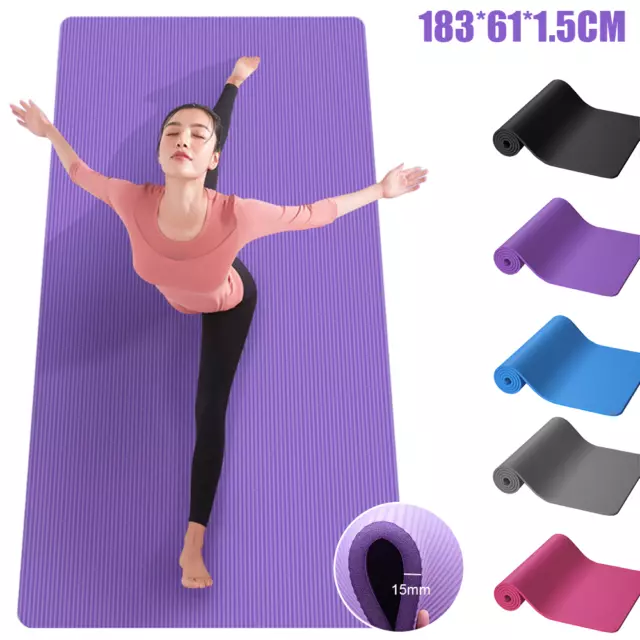 Yogamatte Fitnessmatte Gymnastikmatte Pilates Sportmatte Bodenmatte Dick 1,5cm