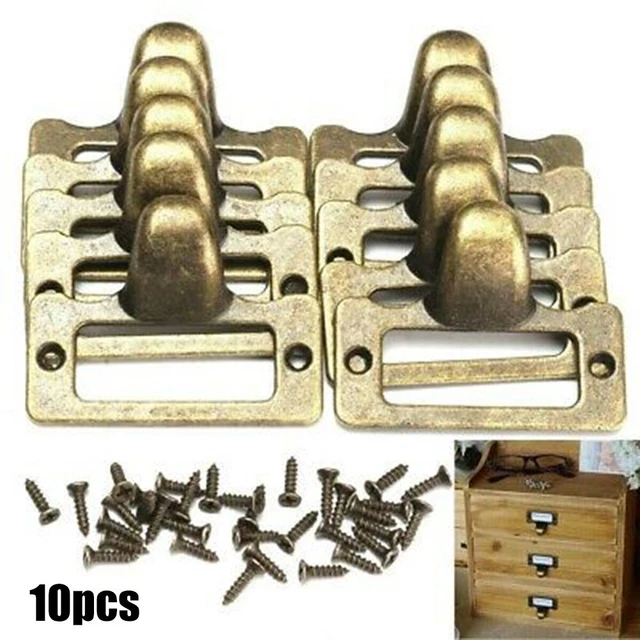High Quality Label Pulls in Antique Brass for Cabinets and Drawers Pack of 10