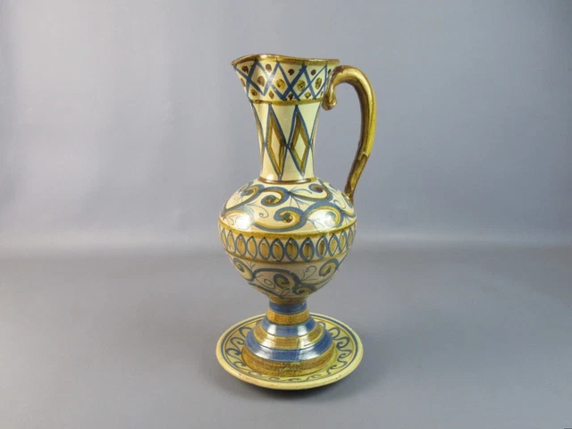 Vaso brocca maiolica Fratelli Piscitello vintage e piattino soprammobile anni 80