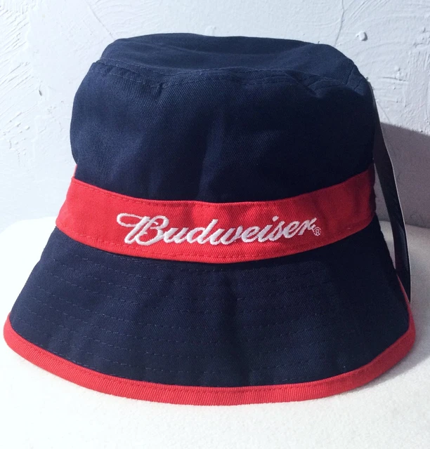 NEW NWT Reversible Official Budweiser Beer Brand Bucket Hat Red White & Blue