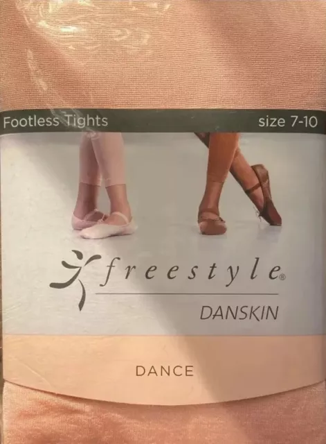 NEW! Girls 7-10 “DANSKIN” FREESTYLE Pink Shimmer FOOTLESS TIGHTS (55-72 lbs) 2