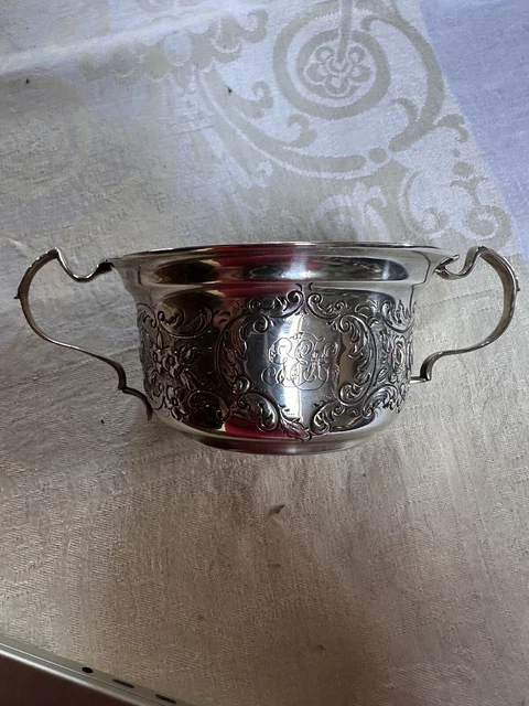 antique solid silver sugar bowl