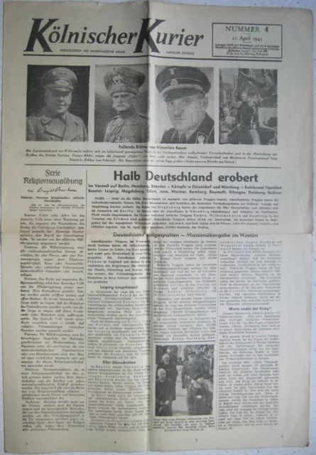 Kölnischer Kurier / Amtliche Zeitung der U.S. Armee - Nr. 4 vom 21. April 1945